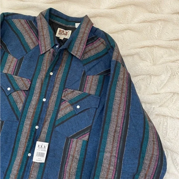 NWT Vintage ELY Cattleman pearl snap western fleece jacket Sz XL - Picture 5 of 8